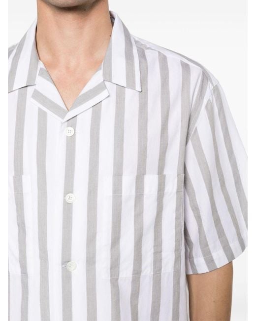 Barena White Camp-collar Striped Cotton Shirt for men