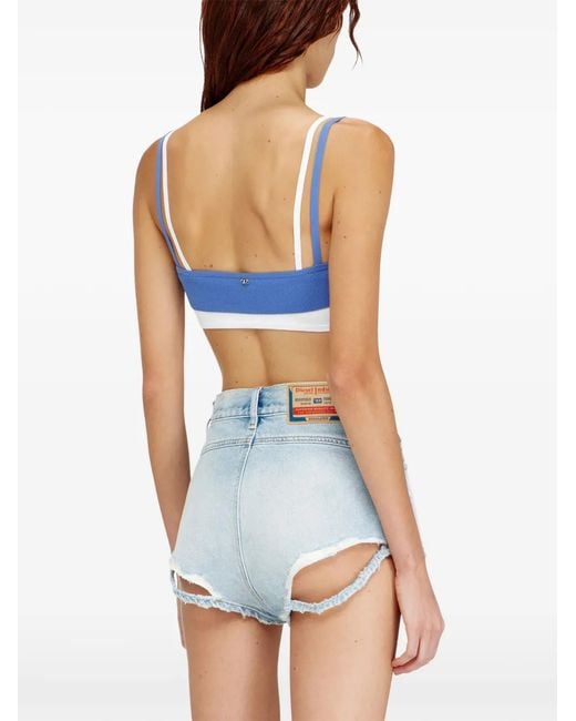 DIESEL Blue M-Zelda Ribbed Panelled Top