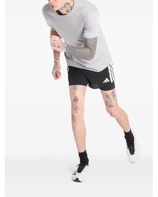 Adidas Black Adizero Stripe-Detail Shorts for men