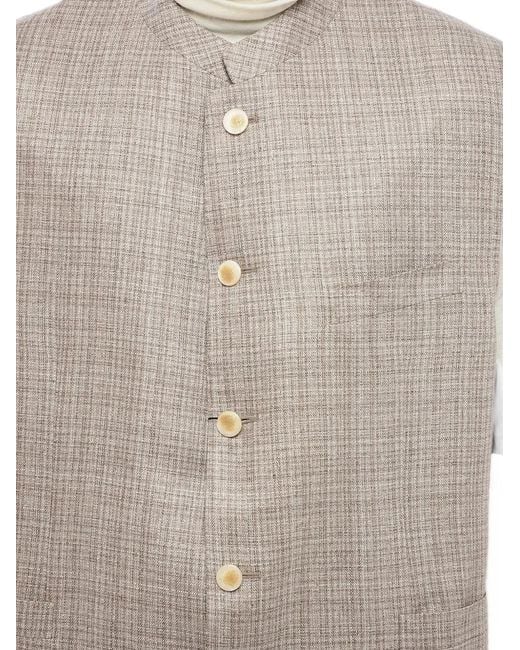 Corneliani White Mandarin-Collar Silk Waistcoat for men