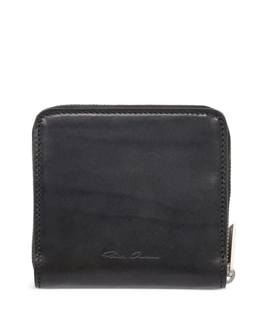 Rick Owens Black Logo-Plaque Zip-Around Wallet