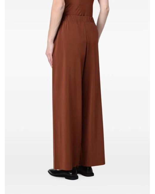 Max Mara Brown Elasticated-Waist Wide-Leg Trousers
