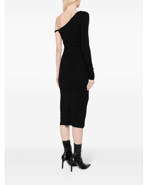 Courreges Asymmetrische Midi-jurk in het Black