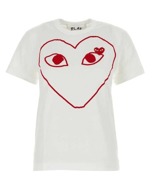 COMME DES GARÇONS PLAY White Short Sleeve Heart Print T-shirt for men