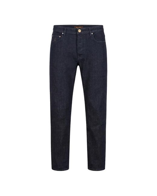 Moorer Blue Straight-Leg Five-Pocket Jeans for men
