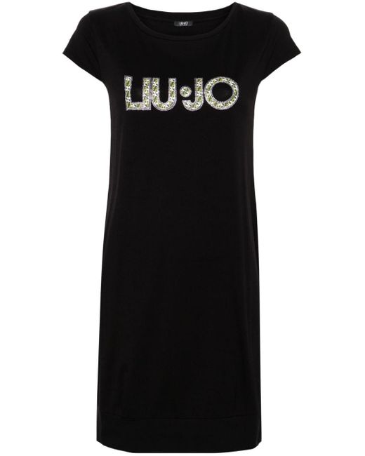 Liu Jo T-shirtjurk Met Logoprint in het Black