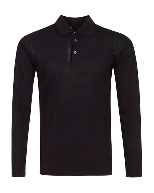 Alpha Industries Blue Long-Sleeve Three-Button Polo Shirt for men