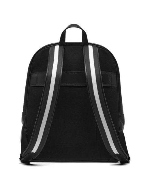 Bally Black Logo-Plaque Striped-Strap Backpack for men