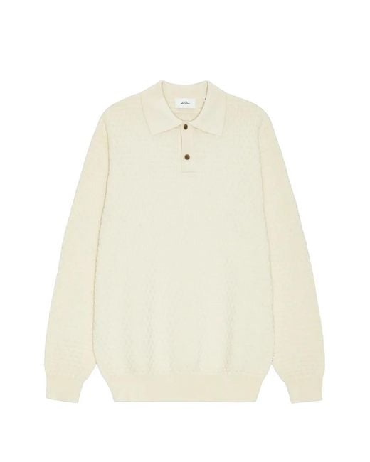 Les Deux White Textured-Knit Polo Shirt for men