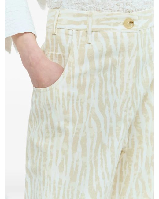 Song For The Mute White Zebra-Print Trousers