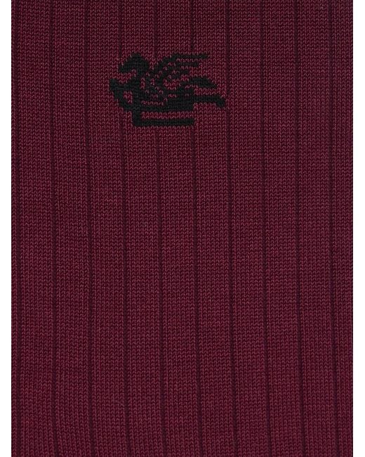 Etro Purple Pegaso Logo Socks for men