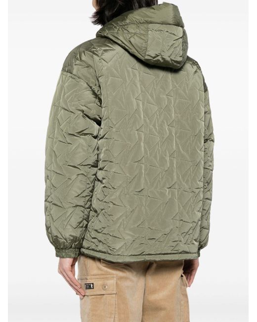 A Bathing Ape Green Hooded Quilted Padded Jacket for men