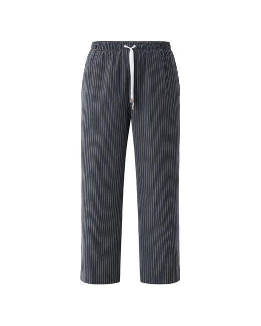 Liu Jo Blue Pinstriped-Trousers With Lace-Insert