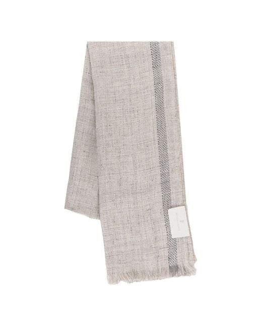 Brunello Cucinelli White Line Scarf for men