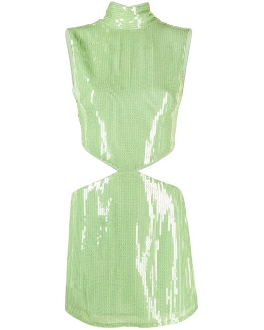 De La Vali Green Baldassar Sequinned-georgette Minidress
