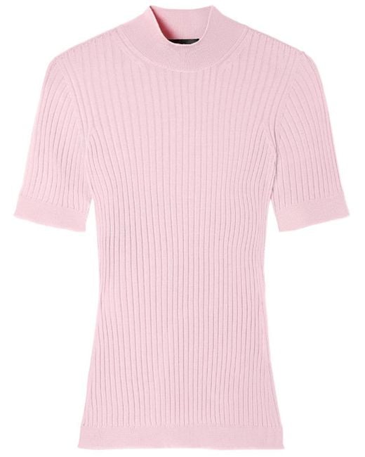 Jersey de canalé con cuello alto Versace de color Pink