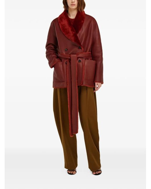 Ferragamo Red Reversible Shearling Jacket