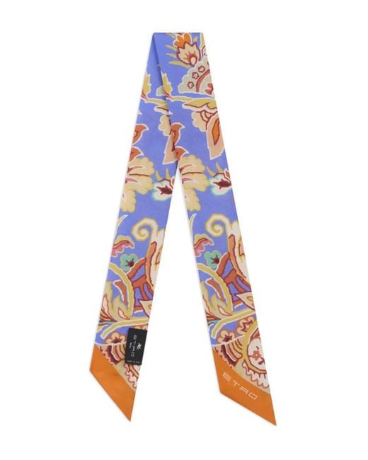Etro ペイズリー シルクスカーフ Blue