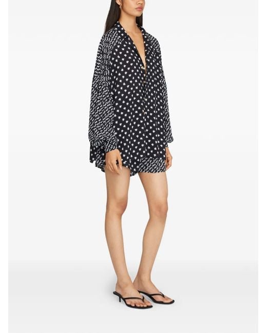 Donde Esteban Black Stars Waves Print Shorts