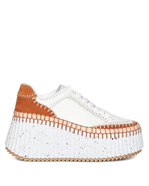 Sneakers Nama Con Suola Rialzata di Chloé in White