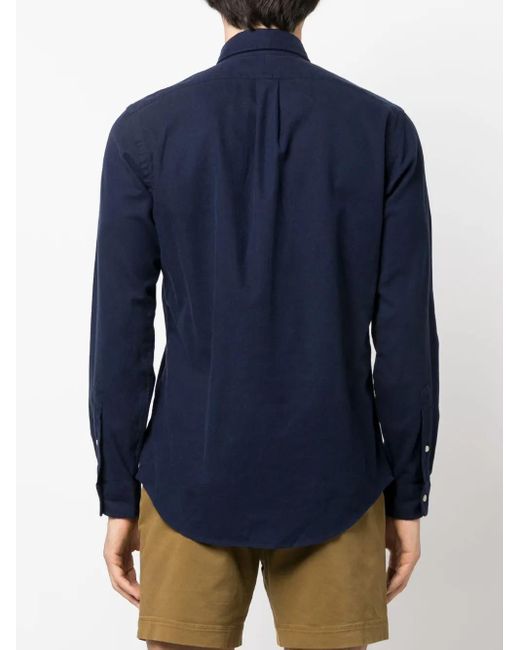 Polo Ralph Lauren Blue Polo Pony Button-Up Cotton Shirt for men