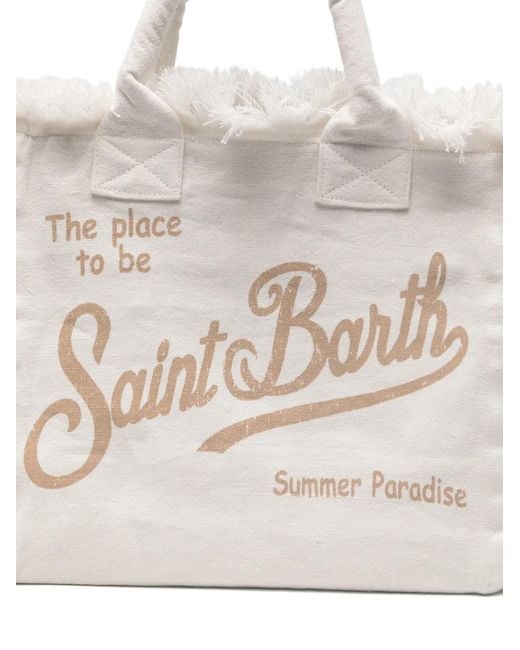 Mc2 Saint Barth White Vanity Frayed-Detail Tote Bag