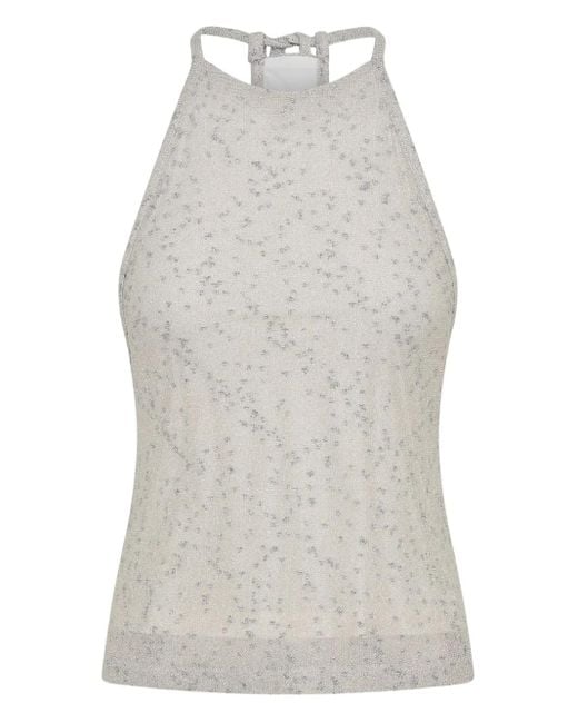 Christopher Esber Gray Metallic-Detail Halterneck Top