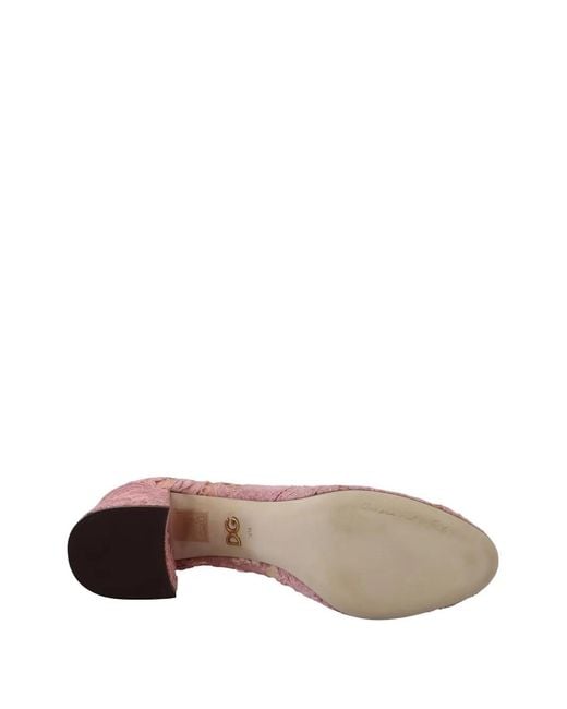 Dolce & Gabbana Pink Taormina Floral-Lace Pumps
