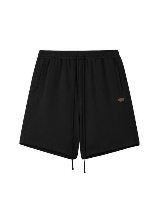 AFTERMATHS Black Drawstring-Waist Logo-Patch Shorts for men