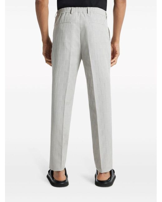 Fendi Gray Shadow Motif Straight-leg Trousers for men