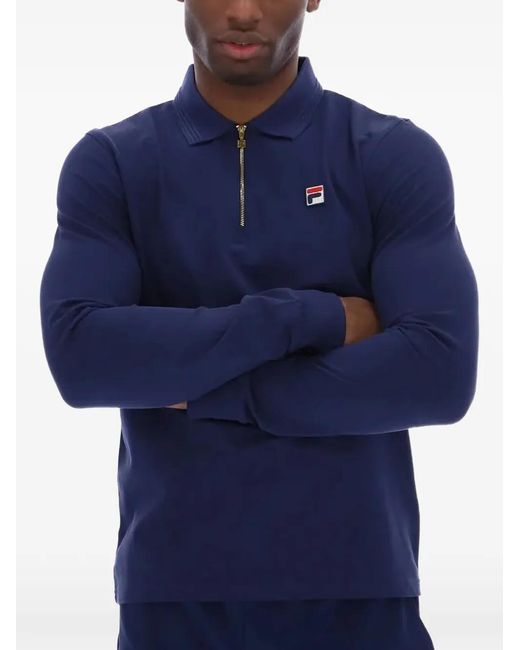 Fila Blue Emilian Zip-Fastening Long-Sleeve Polo Shirt for men