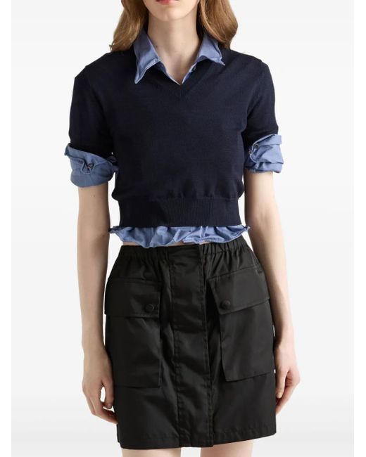 Prada エラスティックウエスト ミニスカート Black