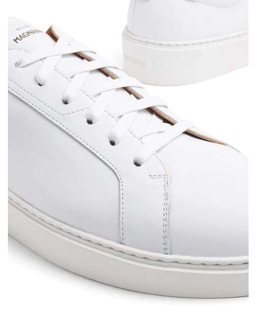 Magnanni Shoes White Leather Low-Top Sneakers for men
