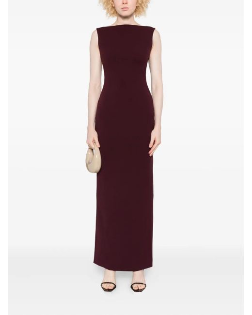 Solace London Purple Sleeveless Boat-Neck Maxi Dress