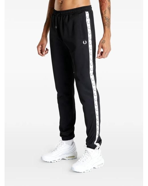 Fred Perry Black Side-Tape Track Pants for men