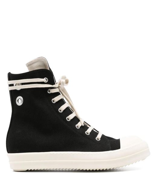 Rick Owens Black Eyelet-Detail High-Top Sneakers for men