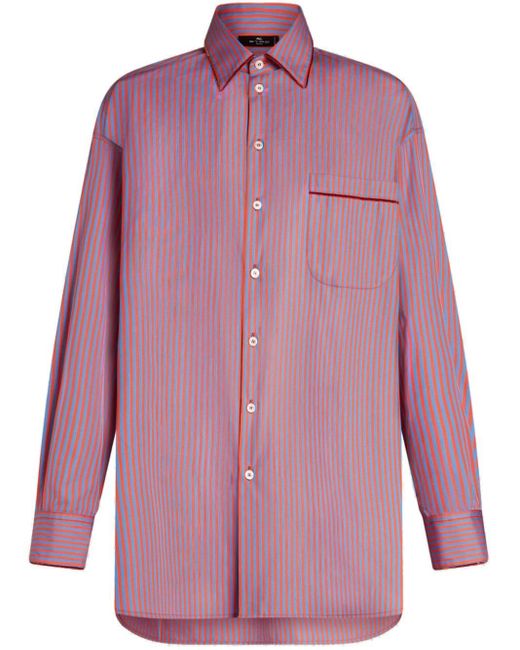 Chemise en coton à rayures Etro en coloris Purple