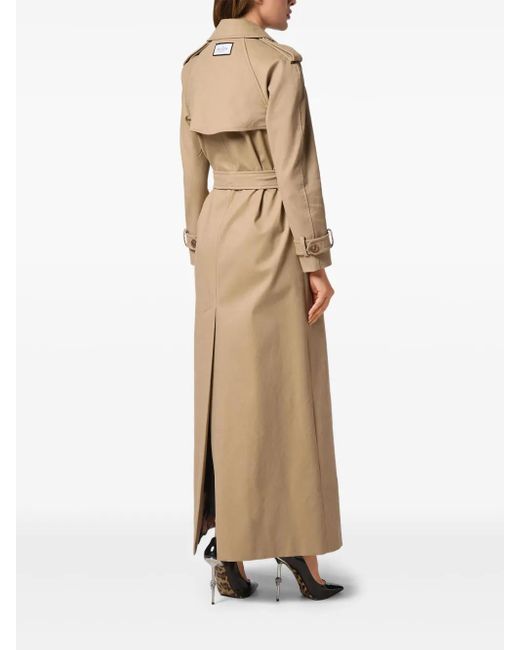 Philipp Plein Natural Long Trench Coat Monogram