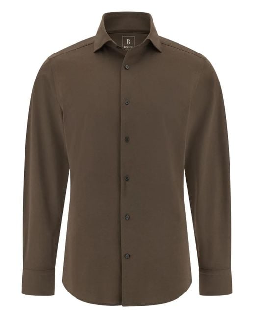 Camicia A Maniche Lunghe di Boggi in Brown da Uomo