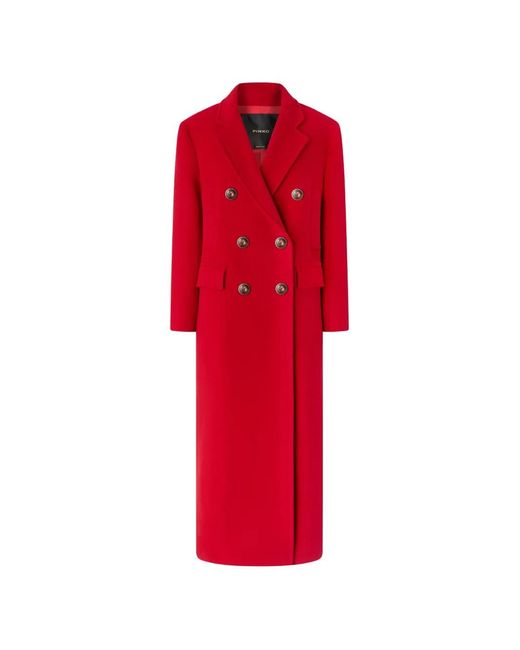 Pinko Red Double-Breasted Notched-Lapel Coat