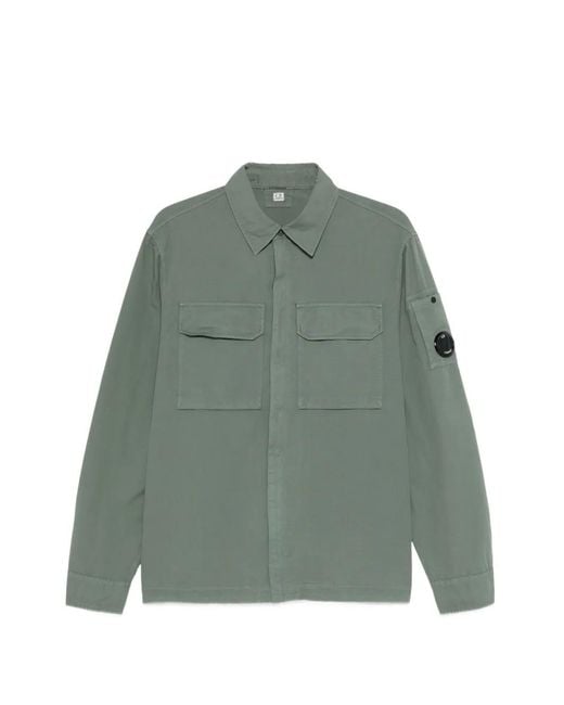 C P Company Green Buttoned Pocket Overshirt for men