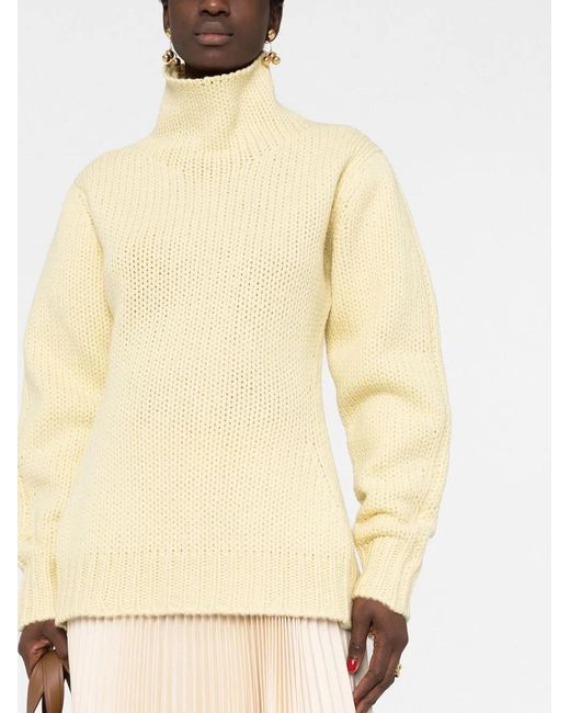 Jil Sander Yellow Open Back High-Neck Jumper