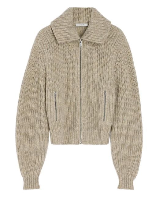Lemaire Natural Gerippter Cardigan mit Stehkragen