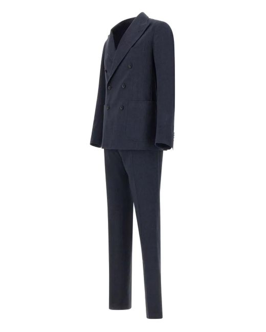 Tagliatore Blue Brooch-Detail Suit for men