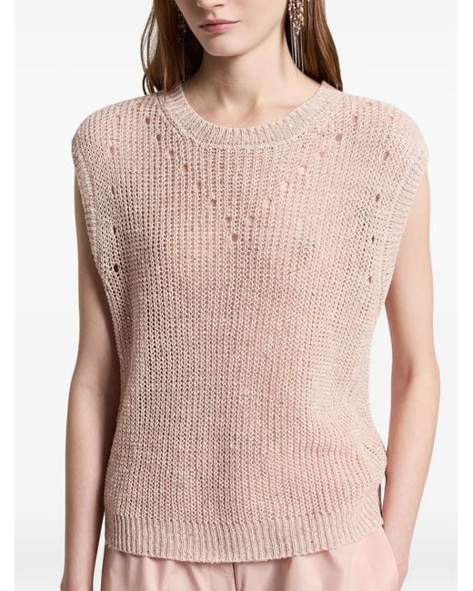 Peserico Pink Open Knit Vest