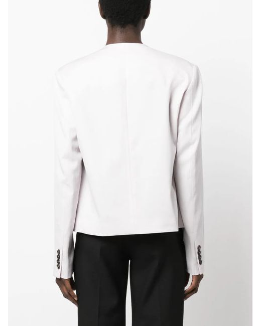 Low Classic White Single-Breasted Collarless Blazer