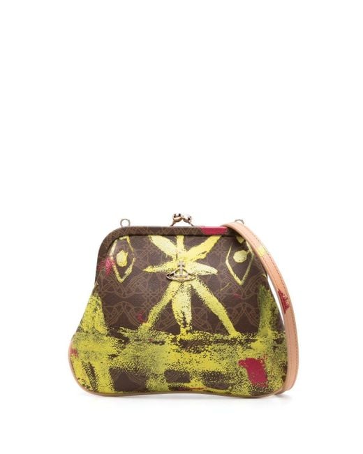 Vivienne Westwood Green Graphic-print Leather Clutch Bag