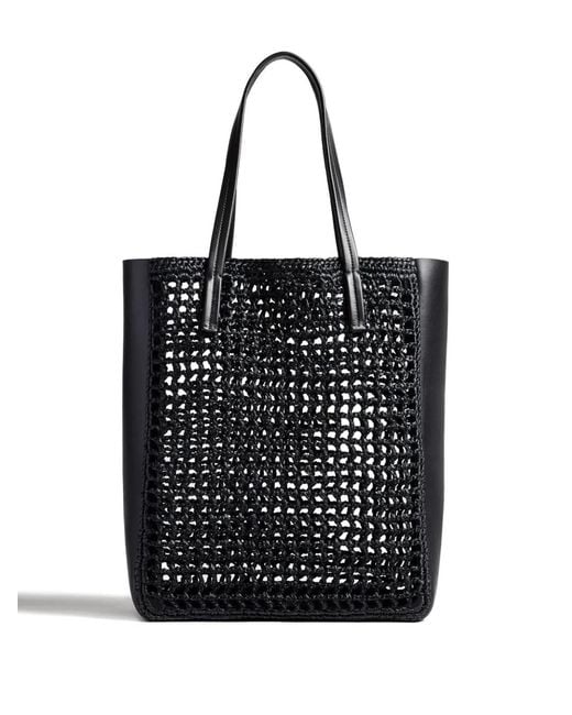 Khaite Black Woven-Panel Tote Bag