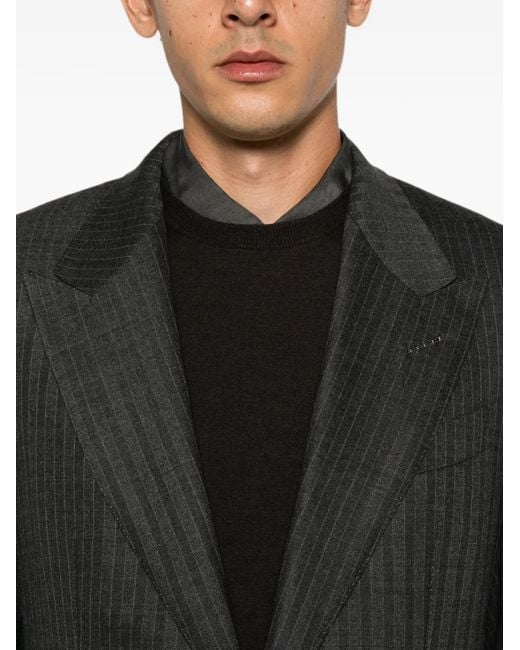 Tom Ford Gray Pinstripe-Pattern Buttoned Suit for men