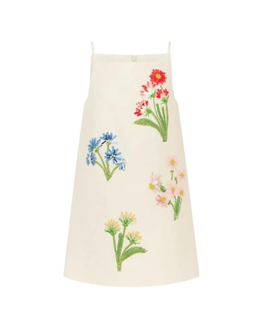LEO LIN White Leia Wildflower-Embellished Dress